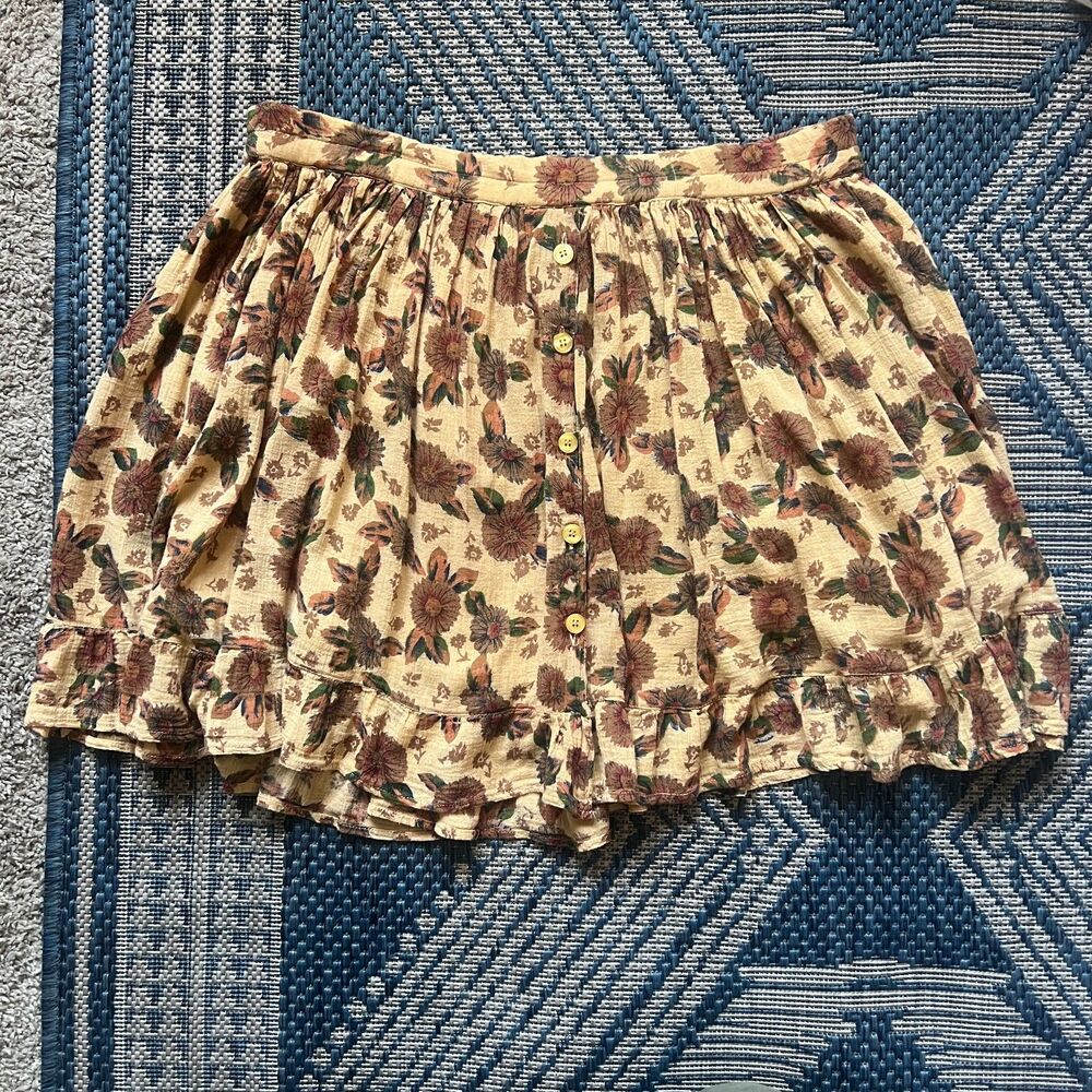 Vintage 90s gem sunflower mini skirt fairycore cottagecore retro 100% Cotton